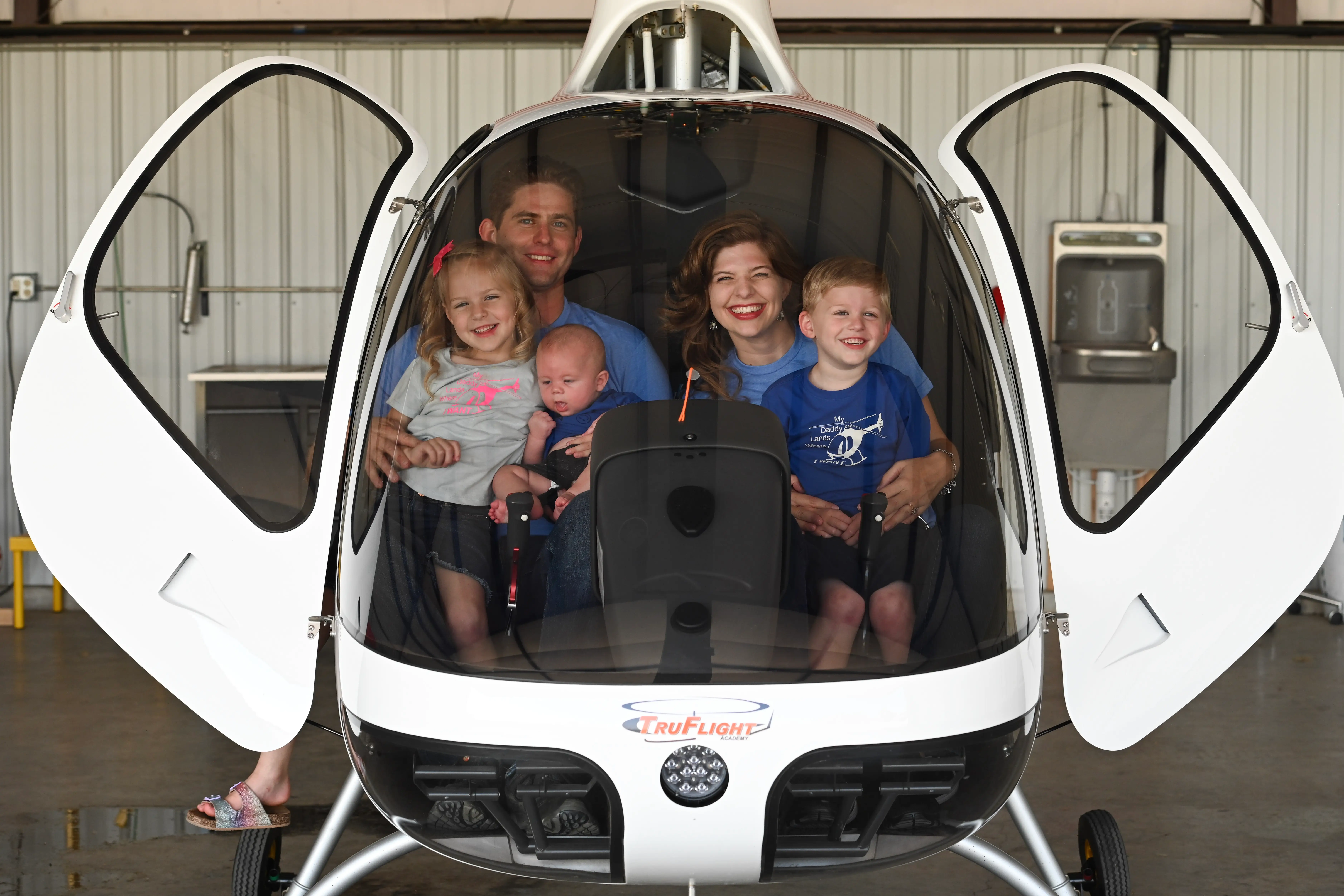 Guison Family inside Helicopter